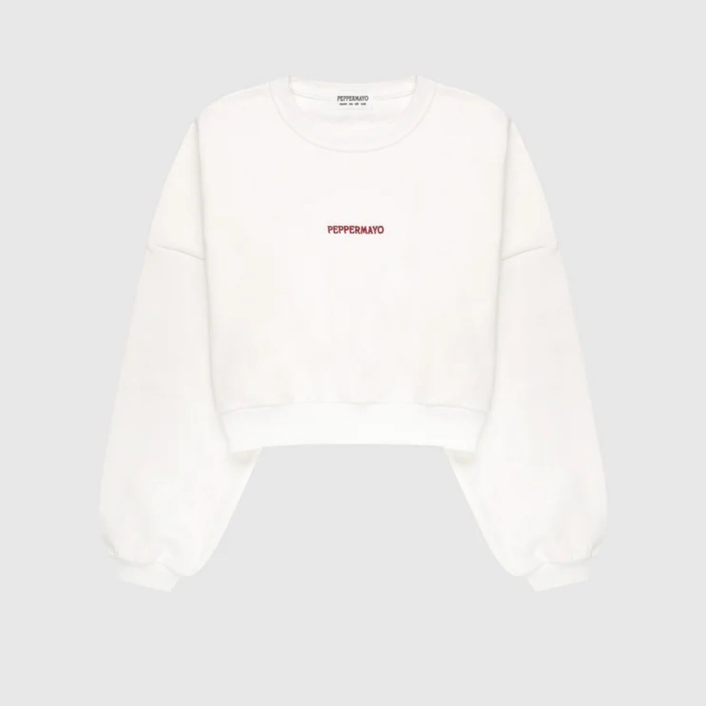Peppermayo Exclusive - Signature Cropped Sweatshirt - Ivory S - Picture 6 of 14